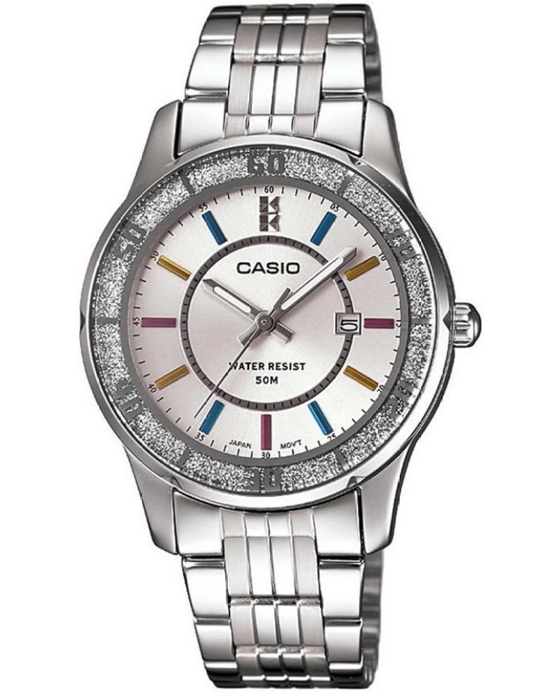 CASIO COLLECTION Mod. LADY DATE GLITTER BEZEL - WHITE