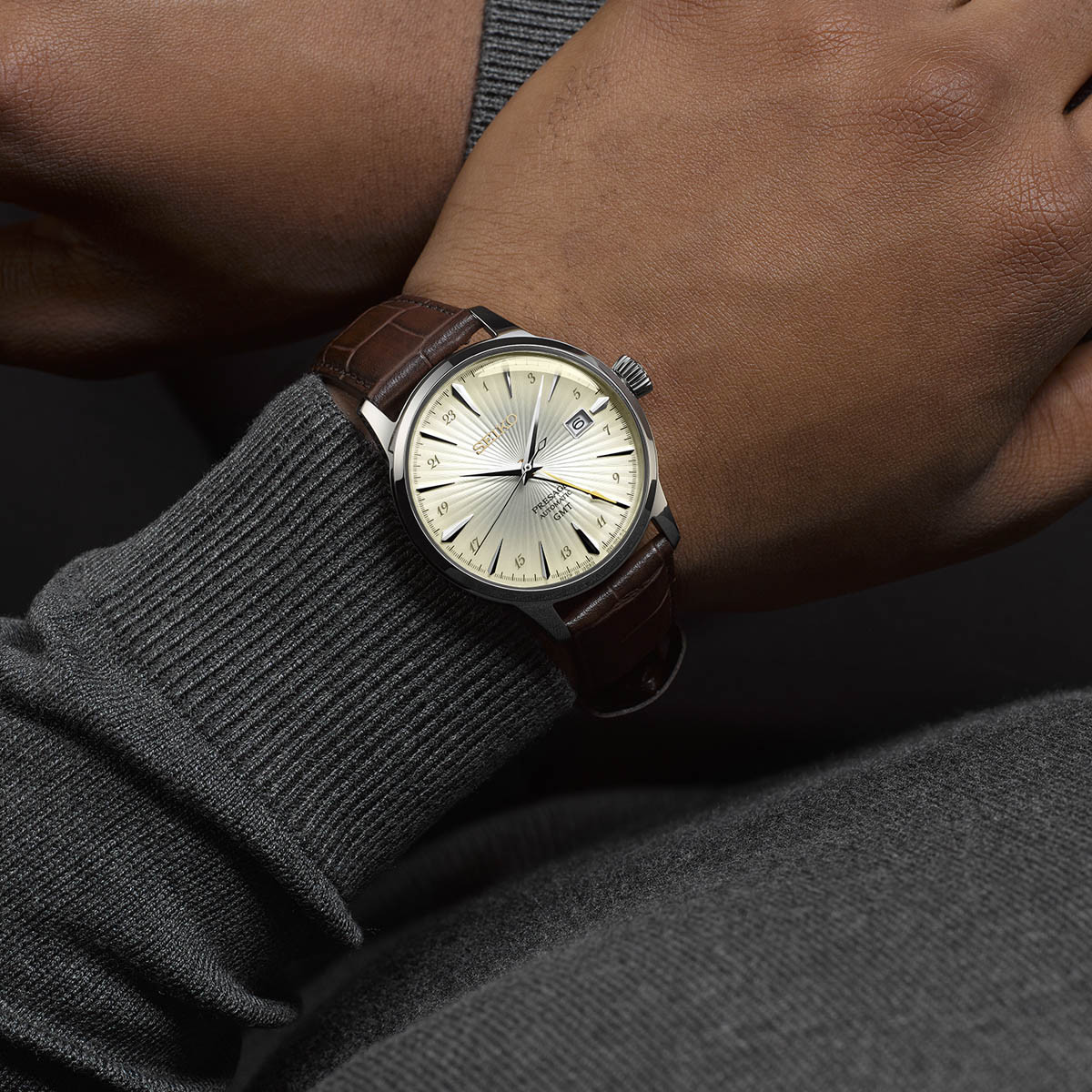 SEIKO PRESAGE Mod. COCKTAIL AUTOMATIC - LEATHER, CREAM 5