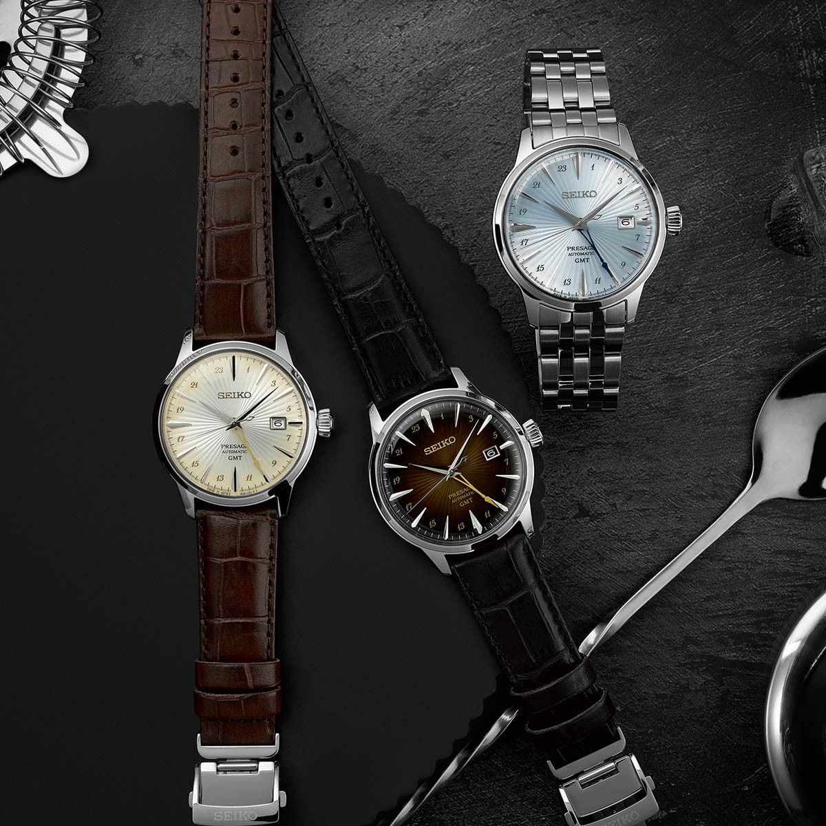 SEIKO PRESAGE Mod. COCKTAIL AUTOMATIC - LEATHER, CREAM 4