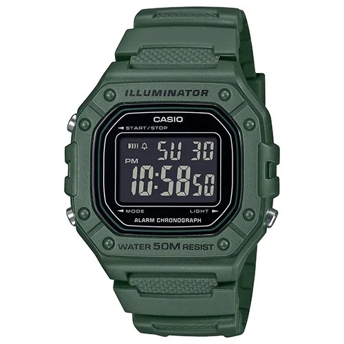 CASIO TIMELESS COLLECTION Mod. SPORT ILLUMINATOR WR 50M. ALARM. CHRONOGRAPH - ARMY GREEN