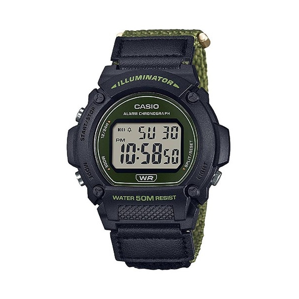 CASIO TIMELESS COLLECTION Mod. SPORT- ILLUMINATOR. WR 50M. ALARM. CHRONOGRAPH - ARMY GREEN - COLORED SERIE