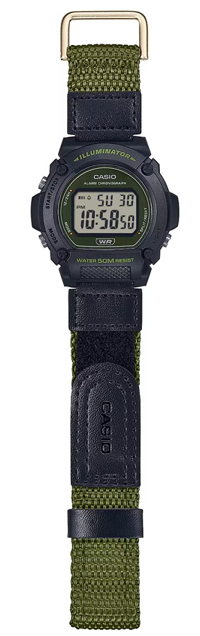 CASIO TIMELESS COLLECTION Mod. SPORT- ILLUMINATOR. WR 50M. ALARM. CHRONOGRAPH - ARMY GREEN - COLORED SERIE 2