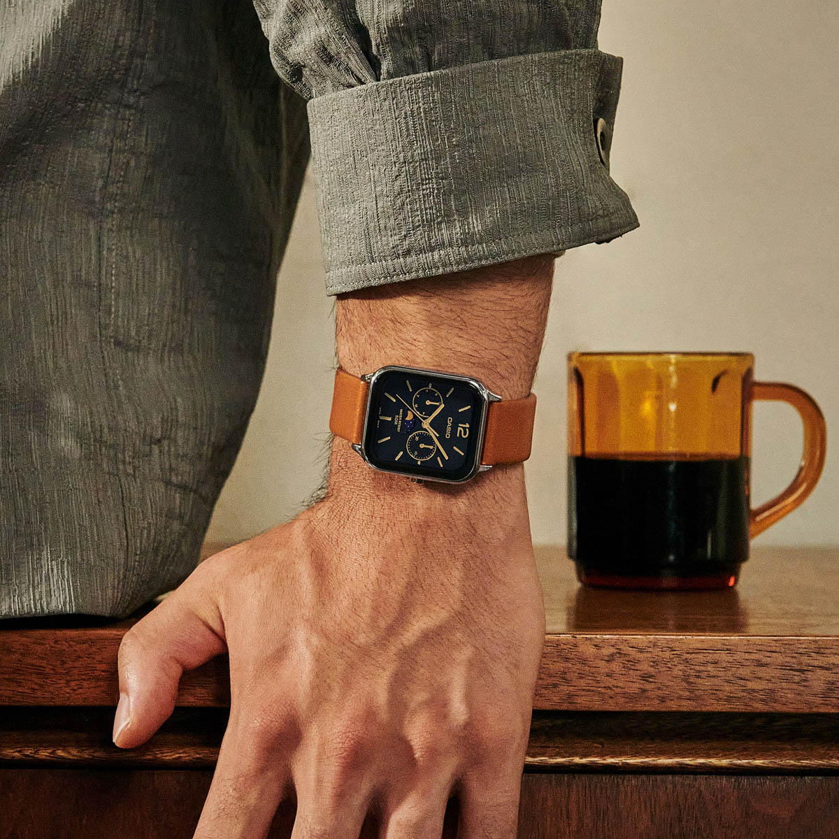 CASIO COLLECTION Mod. MOONPHASES LEATHER - BLACK 5