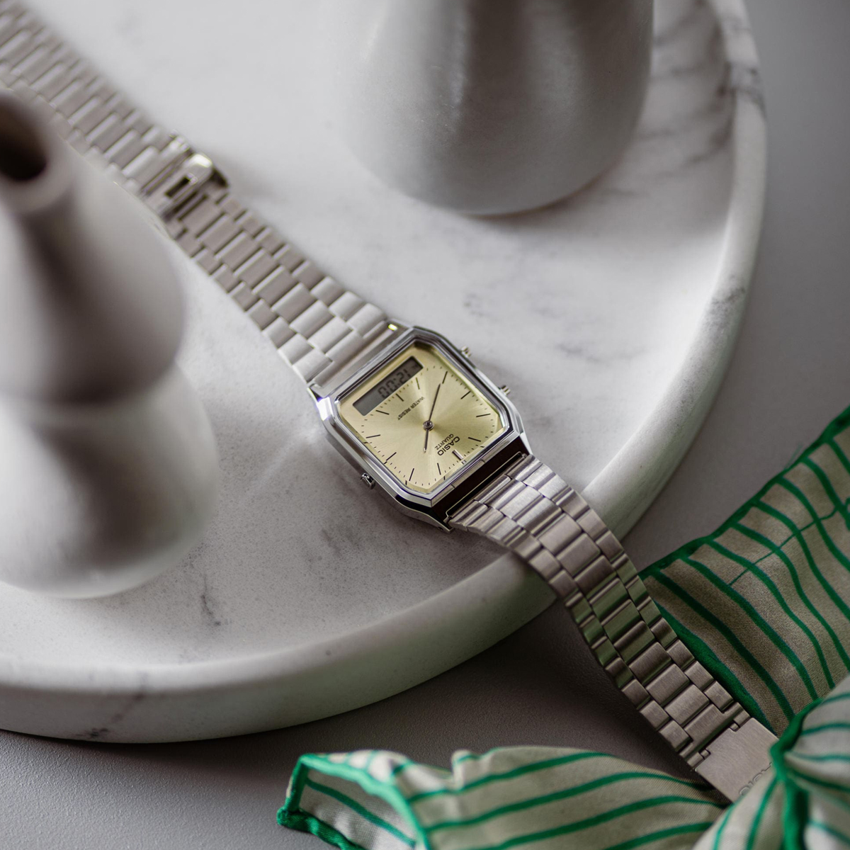 CASIO VINTAGE Mod. EDGY COLLECTION SUNRAY DIAL - GREEN LEMON 7