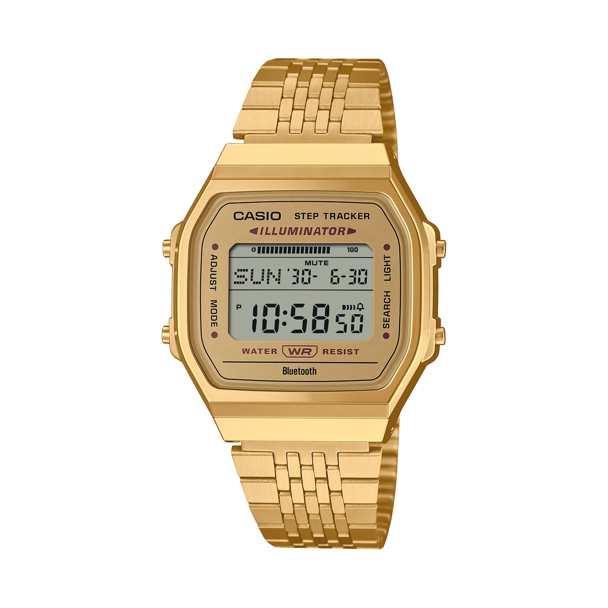 CASIO VINTAGE Mod. BLUETOOTH® SMARTPHONE LINK - GOLD - built-in accelerometer senses body movements + steps counter