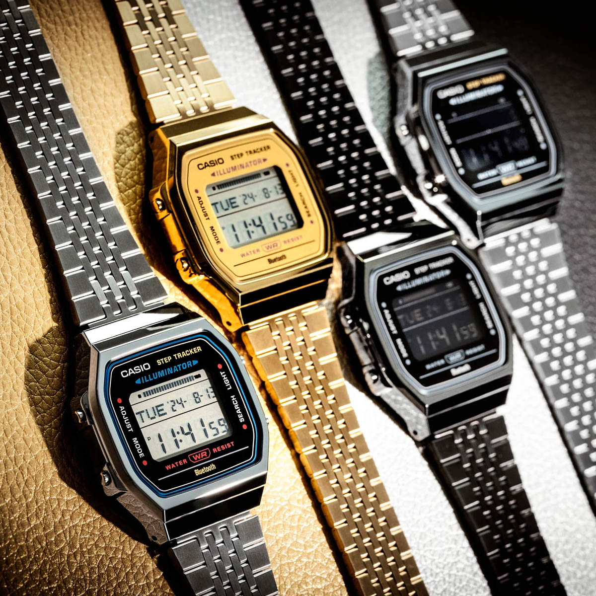 CASIO VINTAGE Mod. BLUETOOTH® SMARTPHONE LINK - GOLD - built-in accelerometer senses body movements + steps counter 3