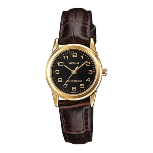 CASIO COLLECTION Mod. LADY 3H GOLD. LEATHER - BLACK