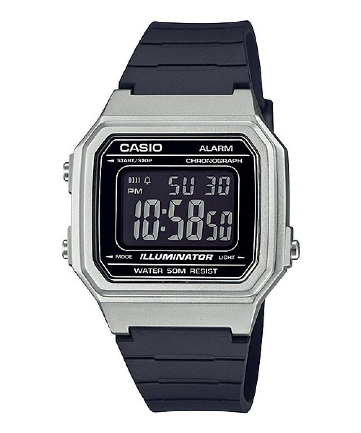 CASIO TIMELESS COLLECTION Mod. SPORT ILLUMINATOR WR 50M. ALARM. CHRONOGRAPH - SILVER - METAL SERIE